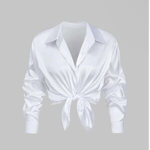Elegant White Satin Blouse